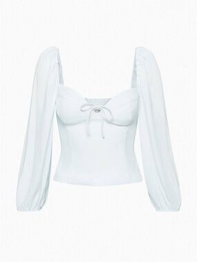 Aritzia Wilfred Novella Blouse - Snowmelt Blue Crepe Long Sleeve Top